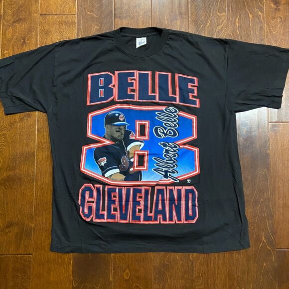 St. Evans Vintage Single Stitch MLB Cleveland Indians Albert Belle Tee Black XXL - Picture 3 of 8